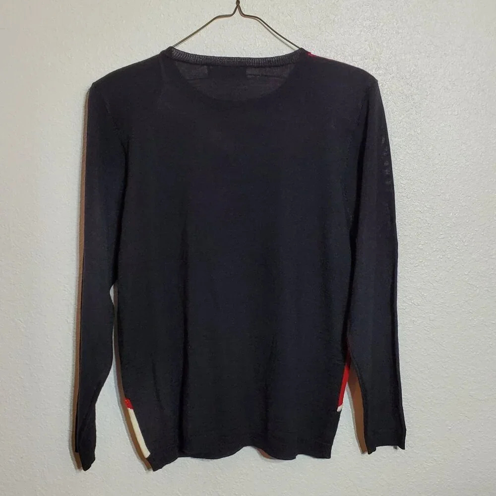 Alfred Dunner Womens Long Sleeve Sweater S Red Black Cream Geometric Christmas - Picture 2 of 7